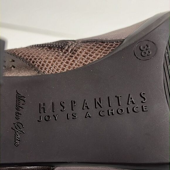 Hispanitas Leather Heeled Pointed Toe Side Zip Ankle Boots Size 38 - Picture 11 of 15